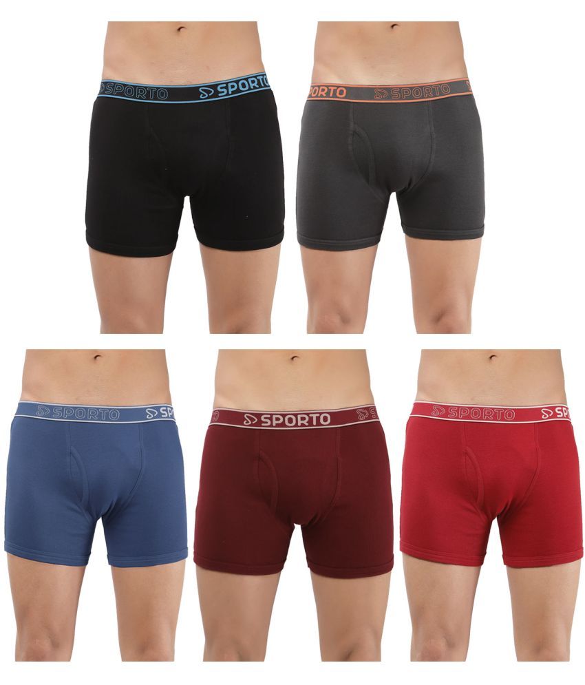     			SPORTO Multicolor Cotton Men's Trunks ( Pack of 5 )