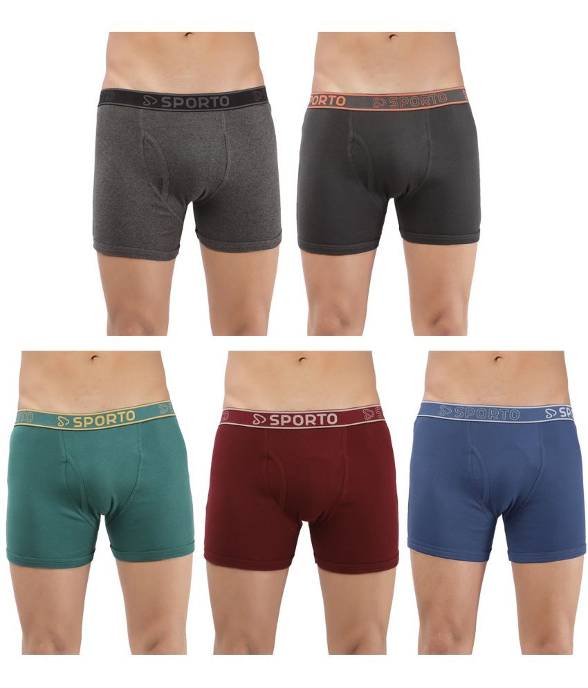     			SPORTO Multicolor Cotton Men's Trunks ( Pack of 5 )