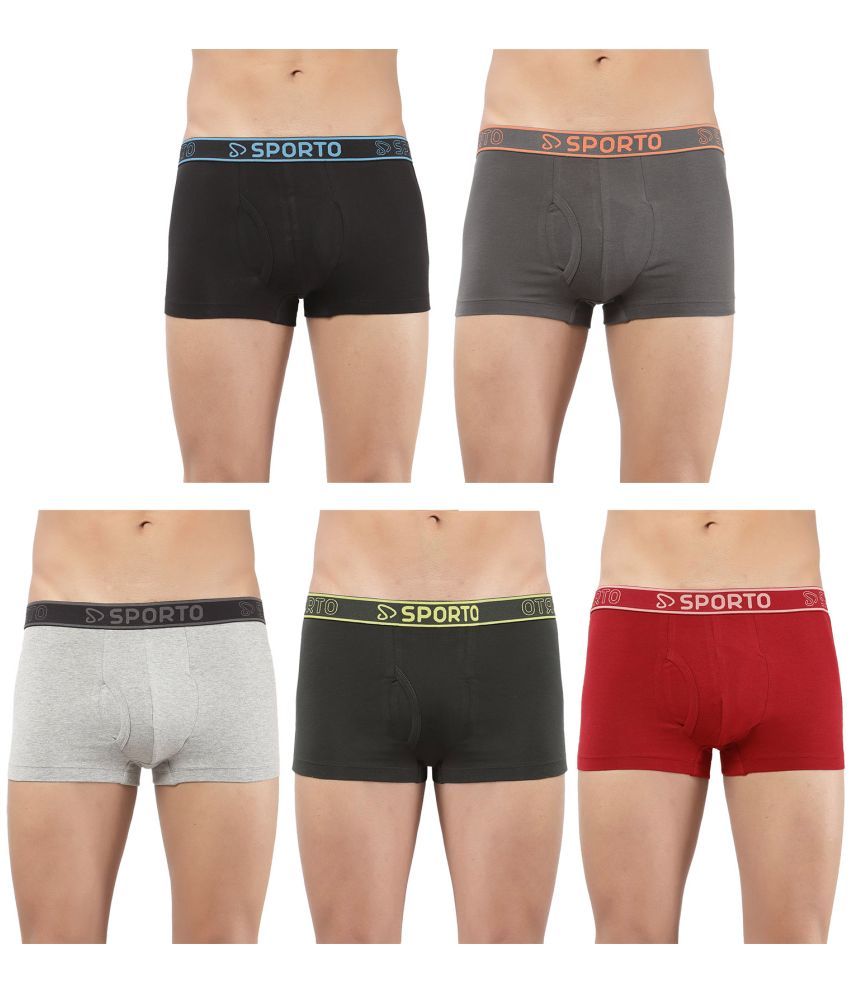     			SPORTO Multicolor Cotton Men's Trunks ( Pack of 5 )