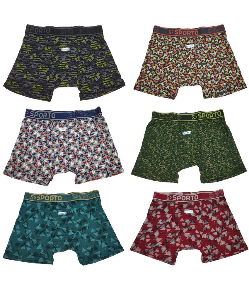     			SPORTO Multicolor Cotton Men's Trunks ( Pack of 6 )