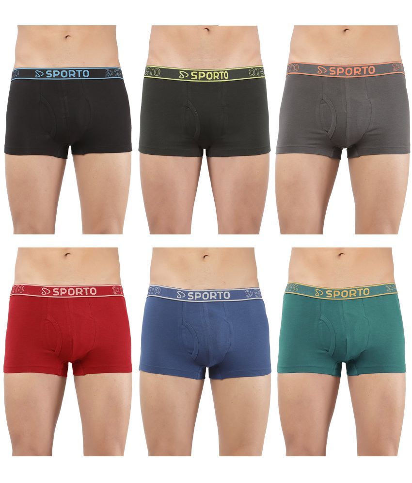     			SPORTO Multicolor Cotton Men's Trunks ( Pack of 6 )