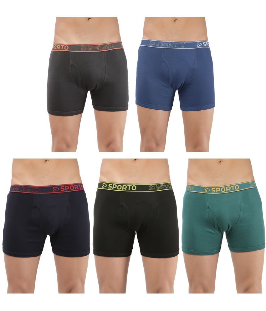     			SPORTO Multicolor Cotton Men's Trunks ( Pack of 5 )