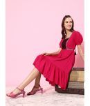 Miss Chase Rayon Solid Knee Length Women's Fit & Flare Dress - Pink ( Pack of 1 )