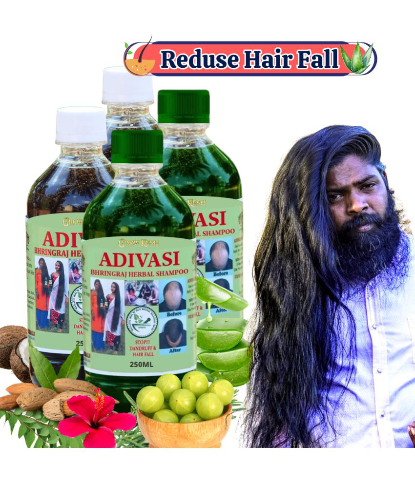     			Adivasi Bhringraj Natural Hair Growth Herbal Hair Oil and Shampoo Combo(250 ml)Pack Of 4