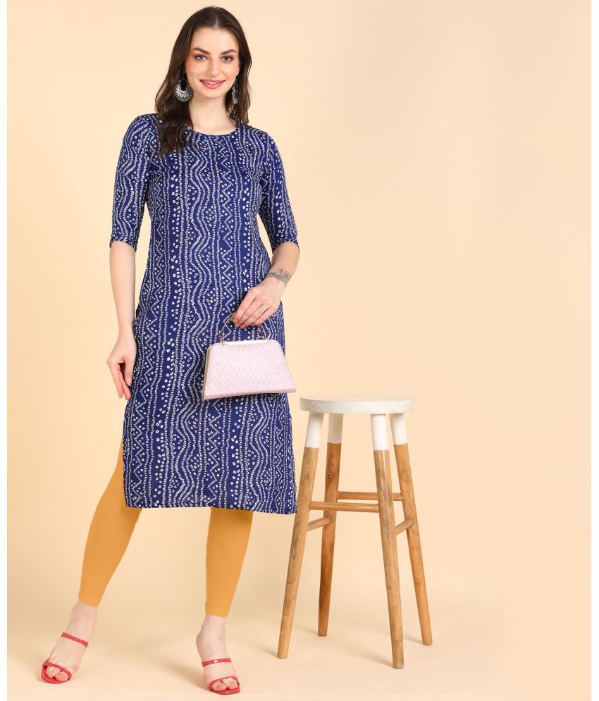     			DSK STUDIO Cotton Blend Printed Straight Women's Kurti - Blue ( Pack of 1 )