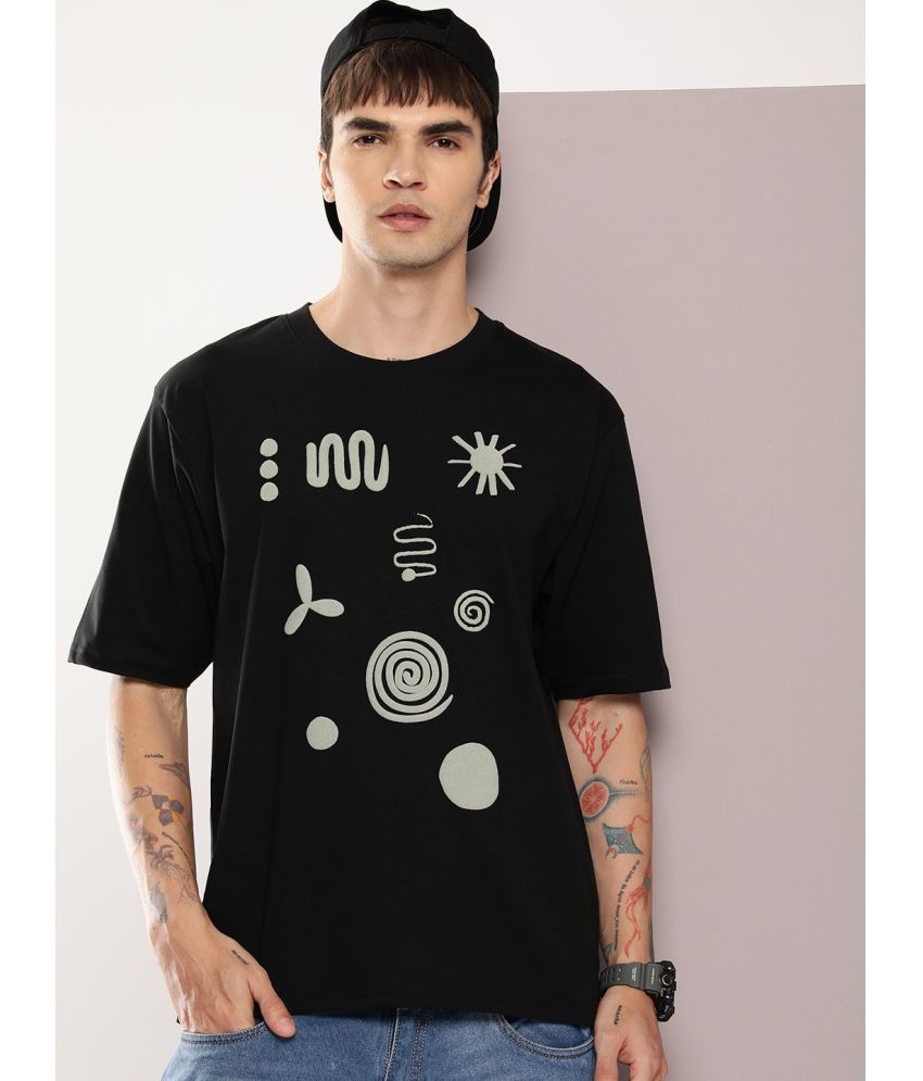     			Dillinger Cotton Oversized Fit Applique Half Sleeves Men's T-Shirt - Black ( Pack of 1 )