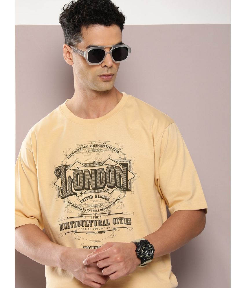     			Dillinger Cotton Oversized Fit Printed Half Sleeves Men's T-Shirt - Beige ( Pack of 1 )
