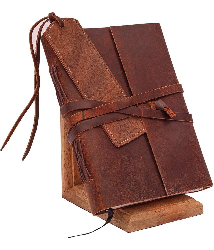     			Finished Leather Journal With 100% Handmade Paer A5 Diary Unruled 200 Pages (Brown)