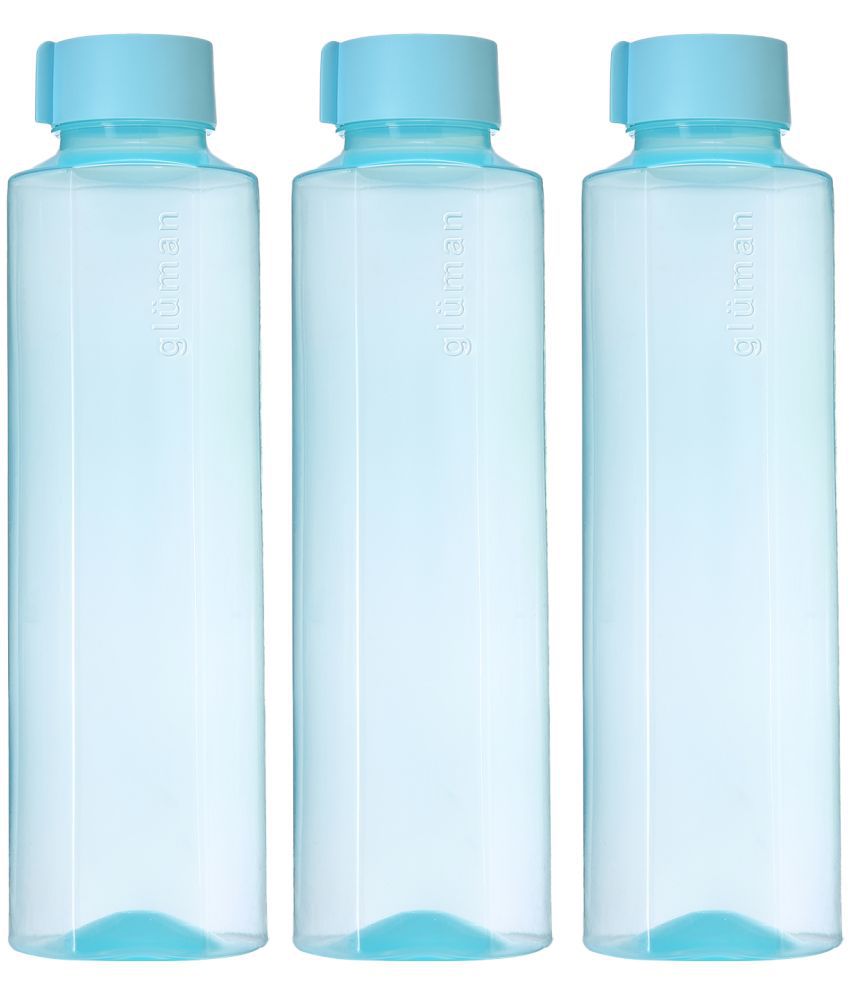     			Gluman Fresco Sky Blue Plastic Fridge Water Bottle 1000 mL ( Set of 3 )