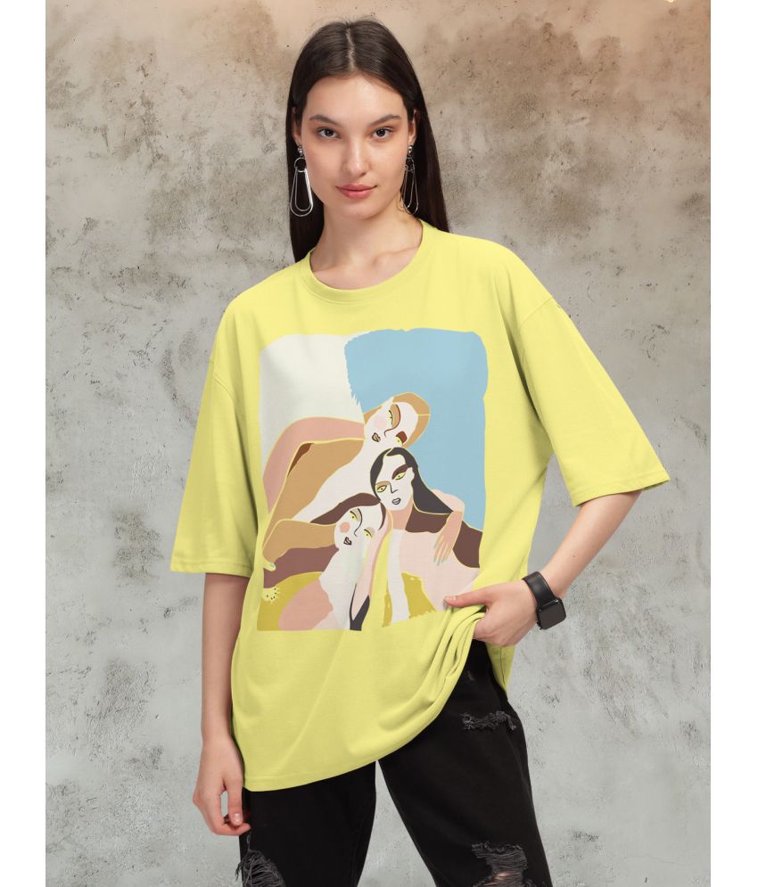     			HELLCAT Yellow Cotton Blend Women's T-Shirt ( Pack of 1 )