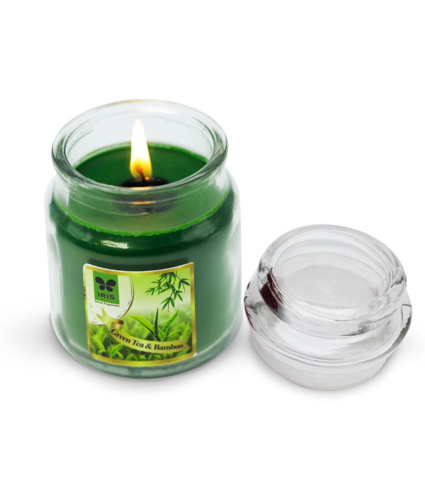     			Iris Home Fragrances Green Green Tea & Bamboo Jar Candle 9 cm ( Pack of 3 )