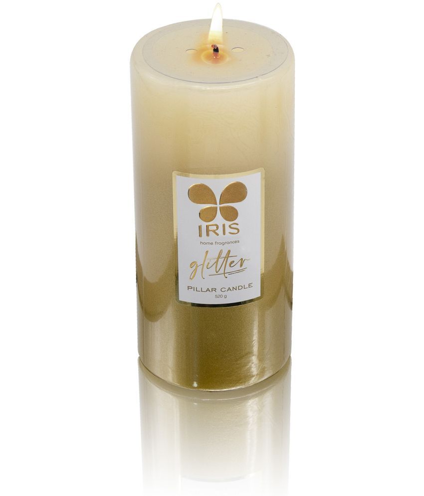     			Iris Home Fragrances Off-White Lacquered Glitter Pillar Candle 15.2 cm ( Pack of 1 )