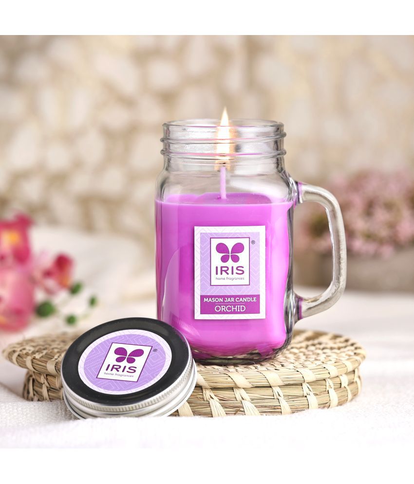     			Iris Home Fragrances Pink Orchid Mason Jar Candle 13 cm ( Pack of 1 )