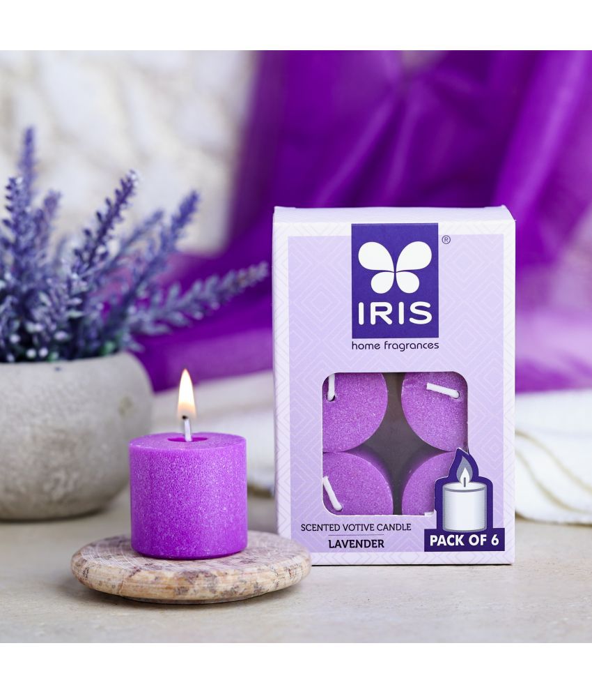     			Iris Home Fragrances Purple Lavender Pillar Candle 11.3 cm ( Pack of 6 )
