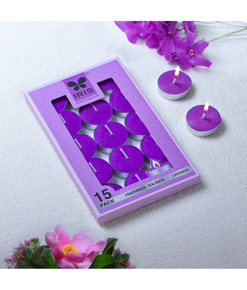    			Iris Home Fragrances Purple Lavender Wax Tea Light Candle 18.9 cm ( Pack of 3 )