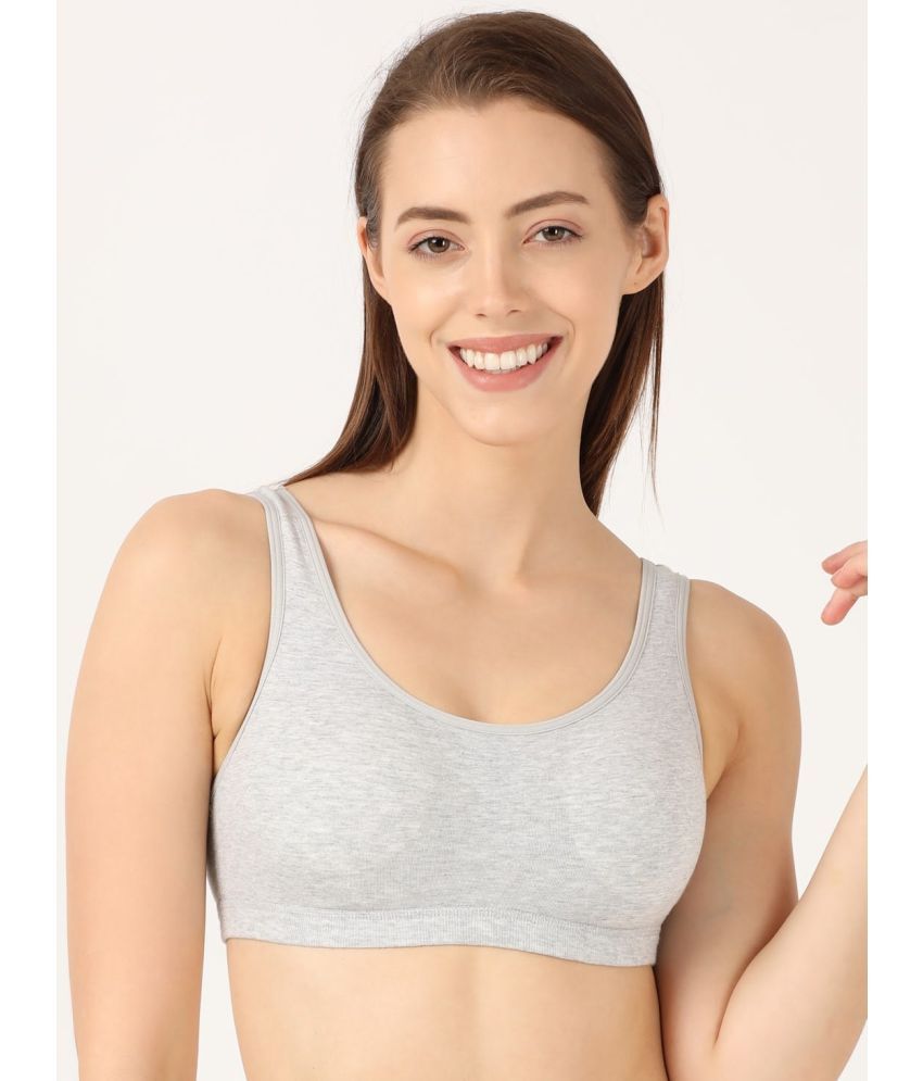     			Jockey MJ10 Wirefree Padded Super Combed Cotton Elastane Slip-On Uniform Bra - Steel Grey Melange