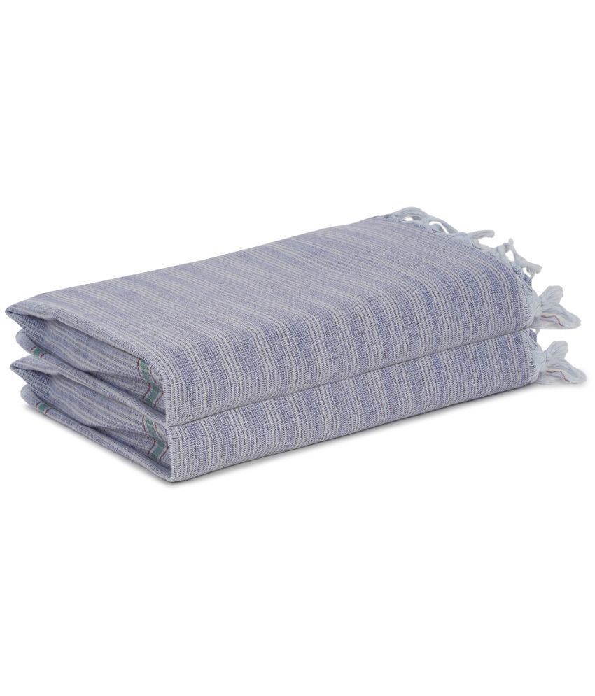     			Klotthe Cotton Self Design Below 300 -GSM Bath Towel ( Pack of 2 ) - Blue