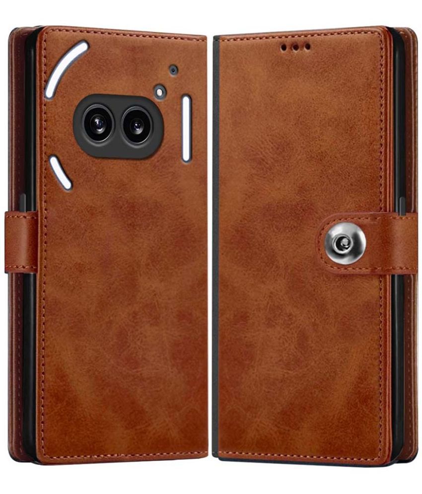     			NBOX Brown Flip Cover Leather Compatible For Nothing Phone 2A ( Pack of 1 )