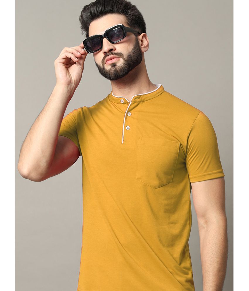     			RELANE Cotton Blend Regular Fit Solid Half Sleeves Men's T-Shirt - Mustard ( Pack of 1 )