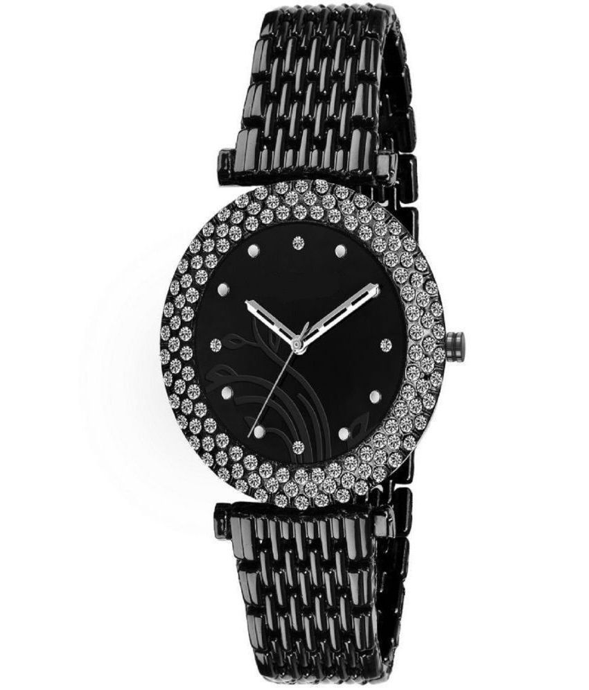     			Rhonium Black Metal Analog Womens Watch