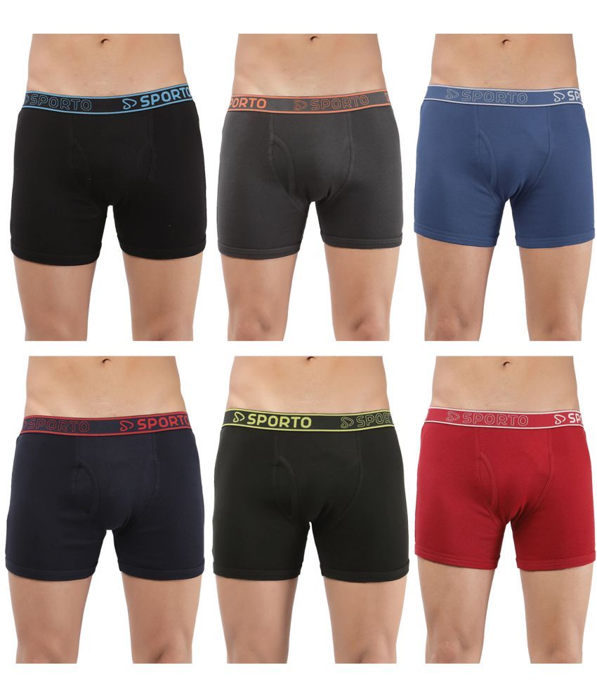     			SPORTO Multicolor Cotton Men's Trunks ( Pack of 6 )