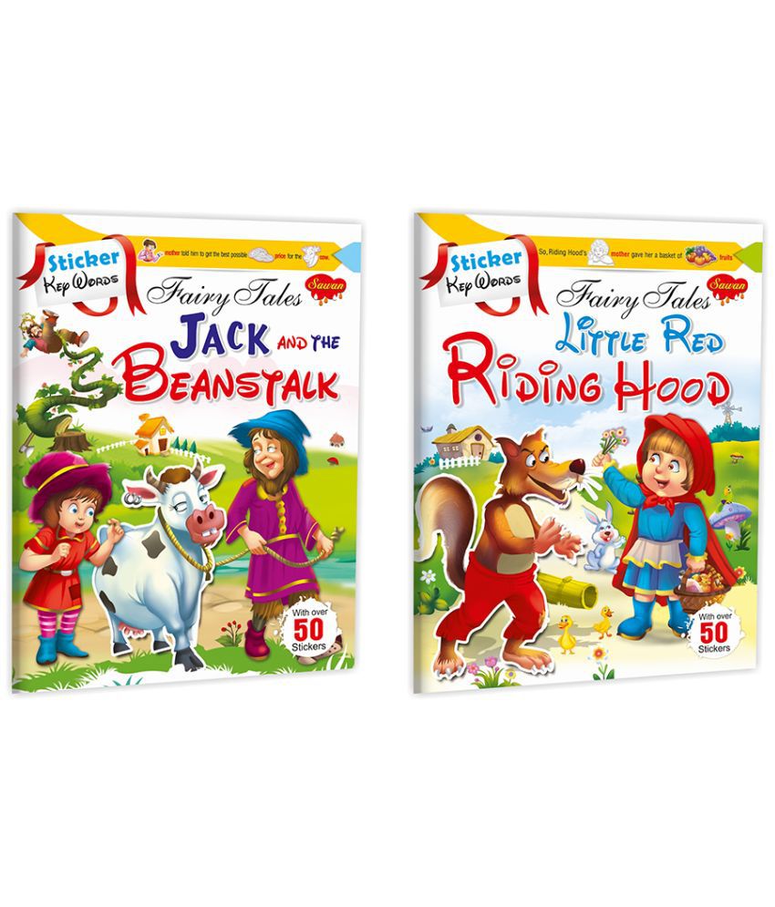     			Set of 2 Sticker Activity Books, Sticker Key Words Fairy Tales, Jack and the Beanstalk and Little Red Riding Hood (With Sticker Spread Sheet)