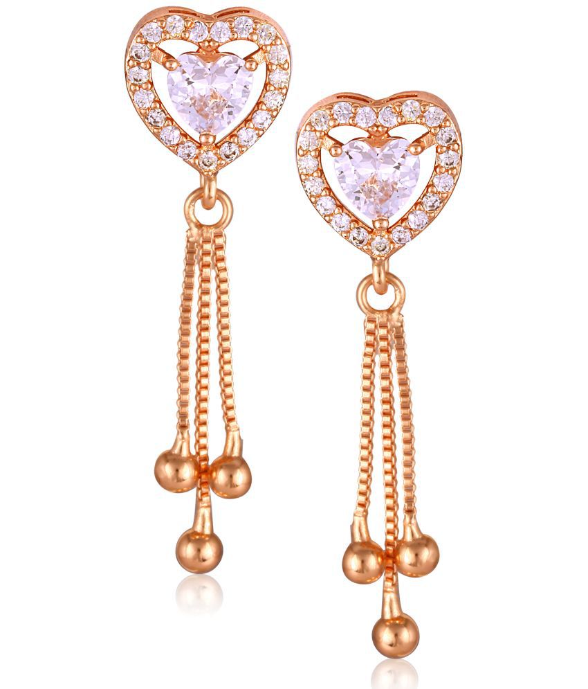     			VIVASTRI Rose Gold Drop Earrings ( Pack of 1 )