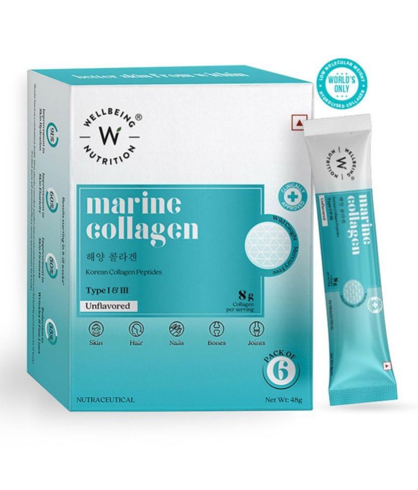     			Wellbeing Nutrition Pure Korean Marine Collagen Supplements Clinically Proven Type 1 & 3 Unflavored - 6 Sachets