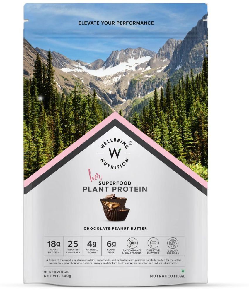     			Wellbeing Nutrition - Women Chocolate Peanut Butter 500g Plant Protein Powder ( 1 gm Chocolate Peanut Butter )