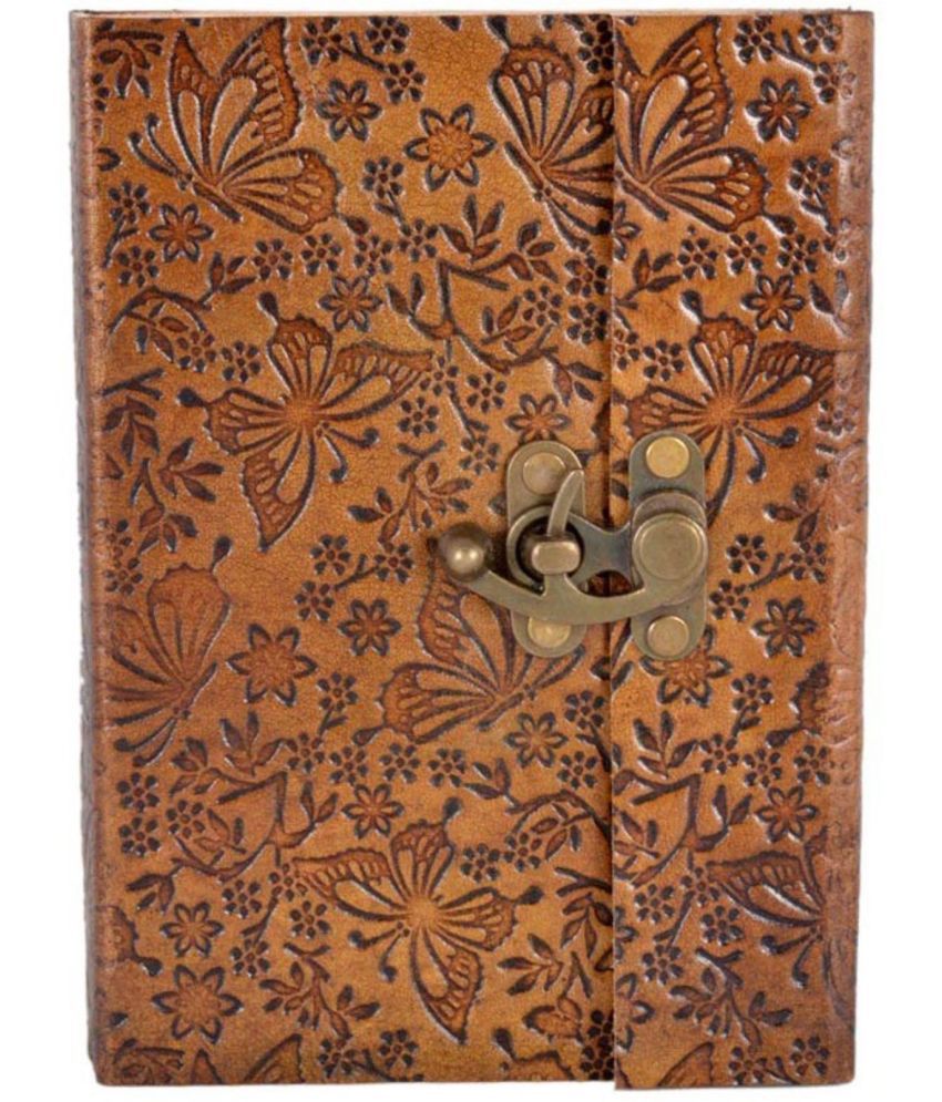     			butter fly leather notebook with lock Regular Diary Unruled 200 Pages (COPPER)