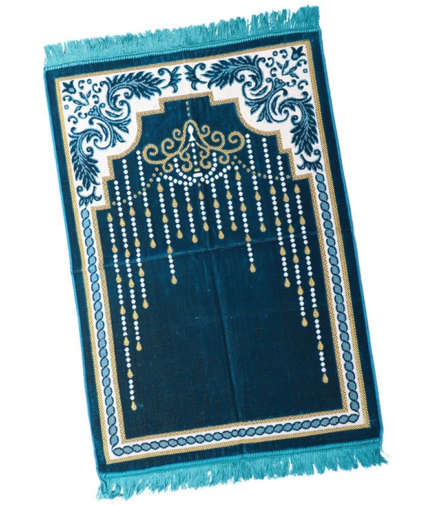     			ADIRNY Blue Single Regular Velvet Prayer Mat ( 110 X 70 cm )