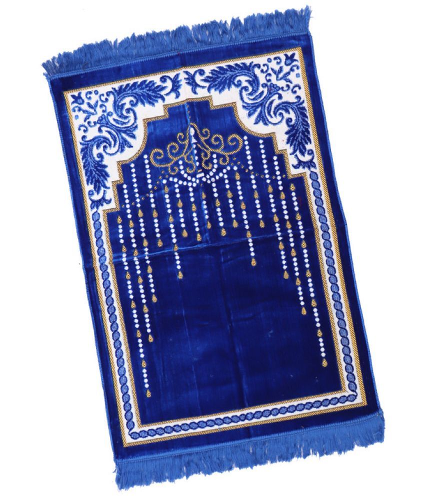     			ADIRNY Blue Single Regular Velvet Prayer Mat ( 110 X 70 cm )