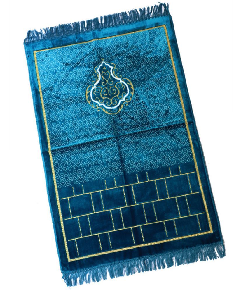     			ADIRNY Blue Single Regular Velvet Prayer Mat ( 110 X 70 cm )