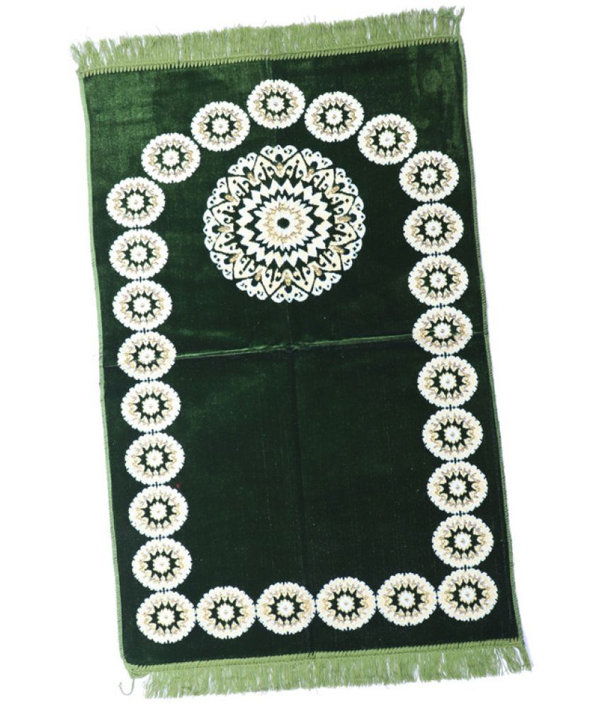     			ADIRNY Green Single Regular Velvet Prayer Mat ( 110 X 70 cm )