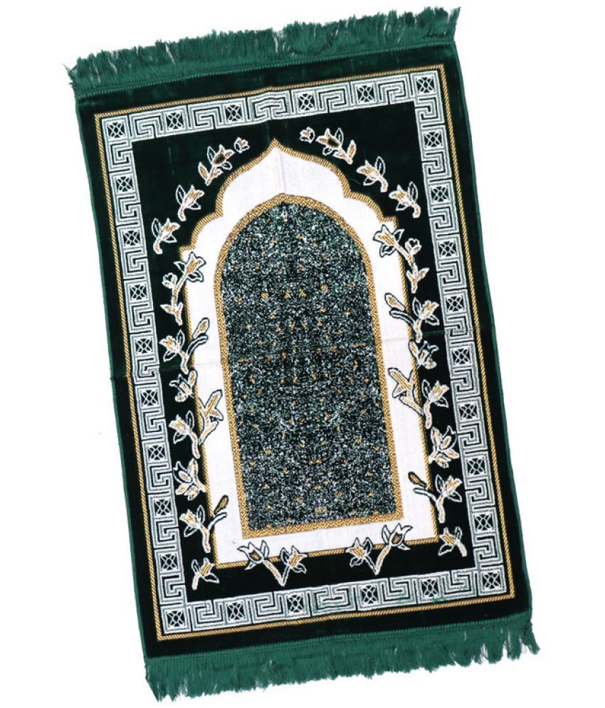     			ADIRNY Green Single Regular Velvet Prayer Mat ( 110 X 70 cm )