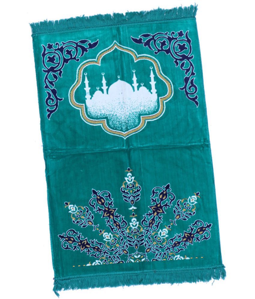     			ADIRNY Green Single Regular Velvet Prayer Mat ( 110 X 70 cm )