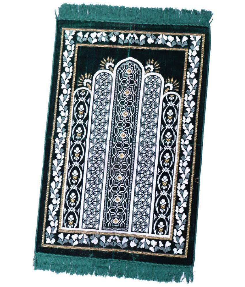     			ADIRNY Green Single Regular Velvet Prayer Mat ( 110 X 70 cm )