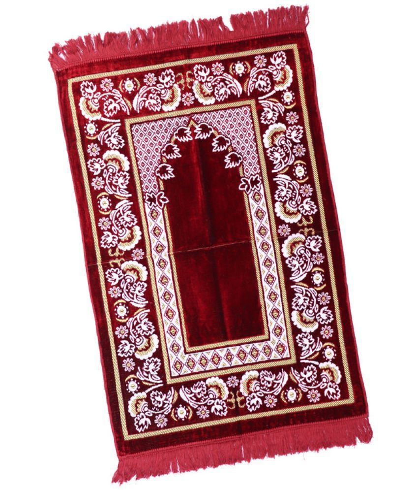     			ADIRNY Maroon Single Regular Velvet Prayer Mat ( 110 X 70 cm )