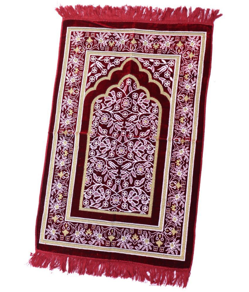     			ADIRNY Maroon Single Regular Velvet Prayer Mat ( 110 X 70 cm )