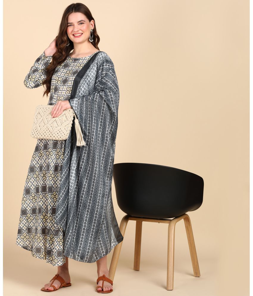     			DSK STUDIO Cotton Blend Printed Anarkali Women's Kurti with Dupatta - Grey ( Pack of 1 )