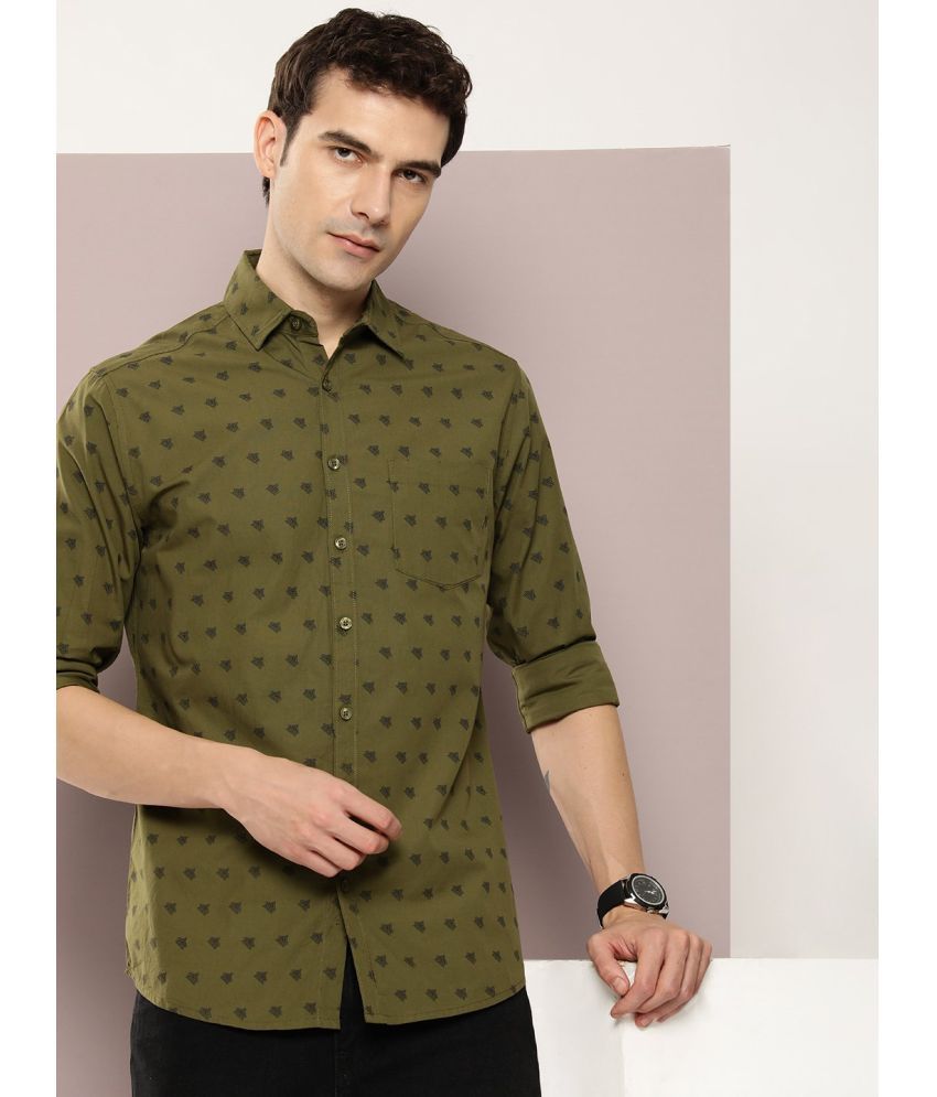     			Dillinger 100% Cotton Regular Fit Printed Full Sleeves Men's Casual Shirt - Olive ( Pack of 1 )