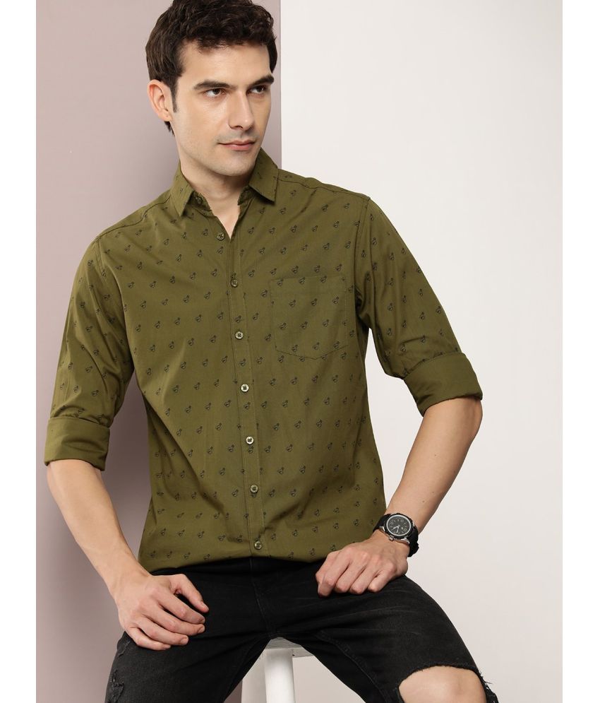     			Dillinger 100% Cotton Regular Fit Printed Full Sleeves Men's Casual Shirt - Olive ( Pack of 1 )