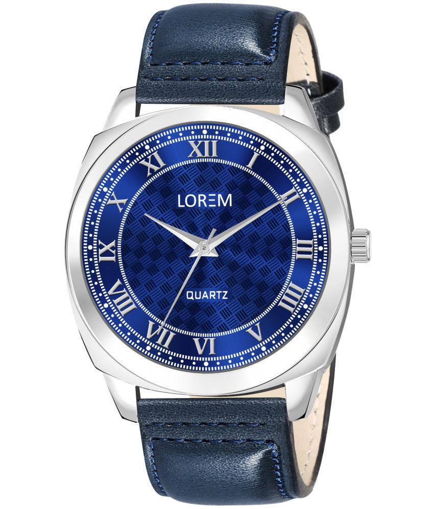     			Lorem Blue Leather Analog Men's Watch