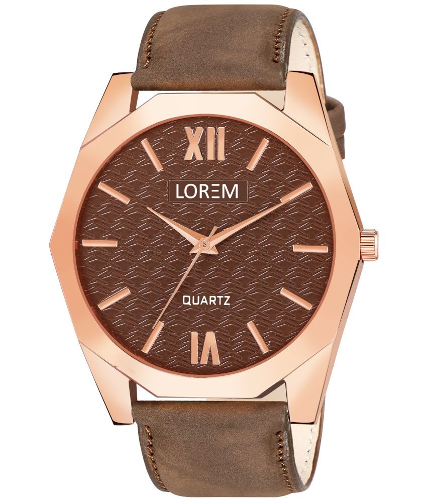     			Lorem Tan Leather Analog Men's Watch