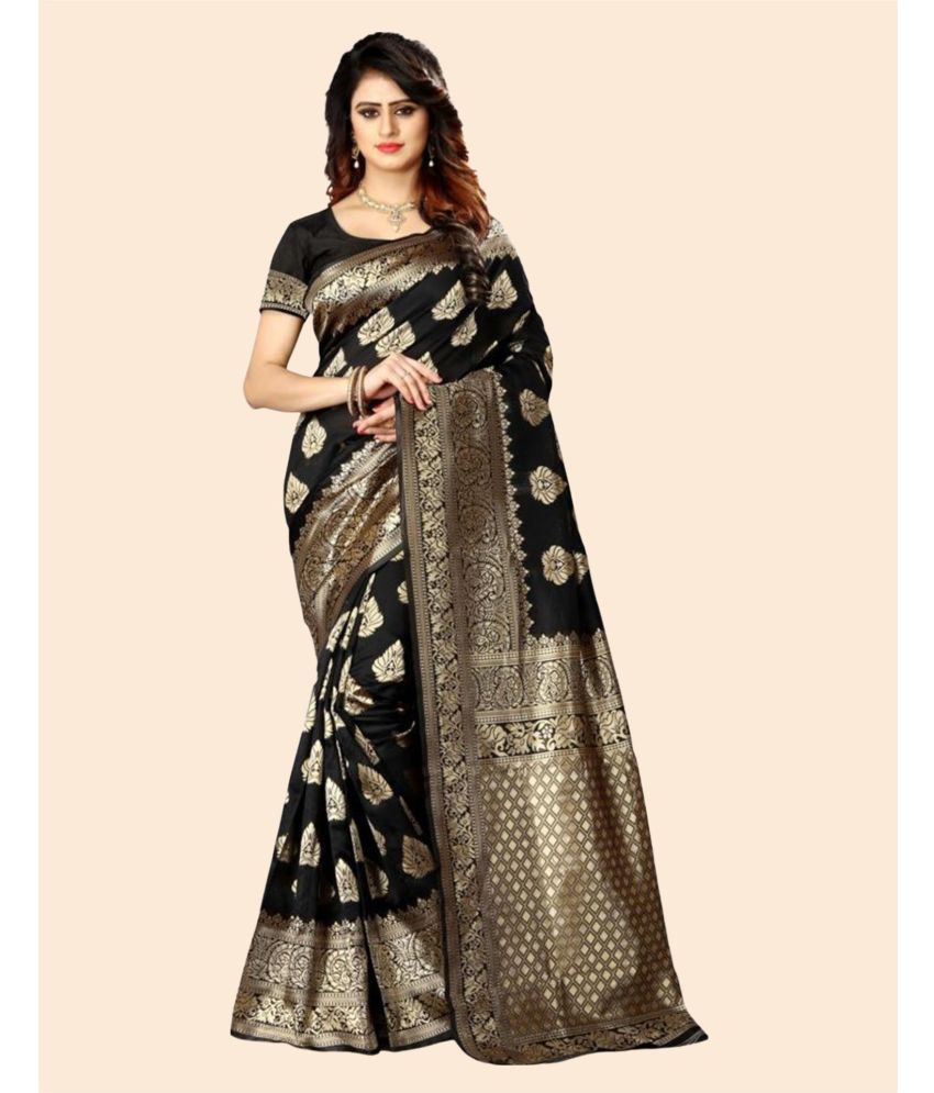     			Samah Art Silk Embellished Saree With Blouse Piece - Charcoal ( Pack of 1 )