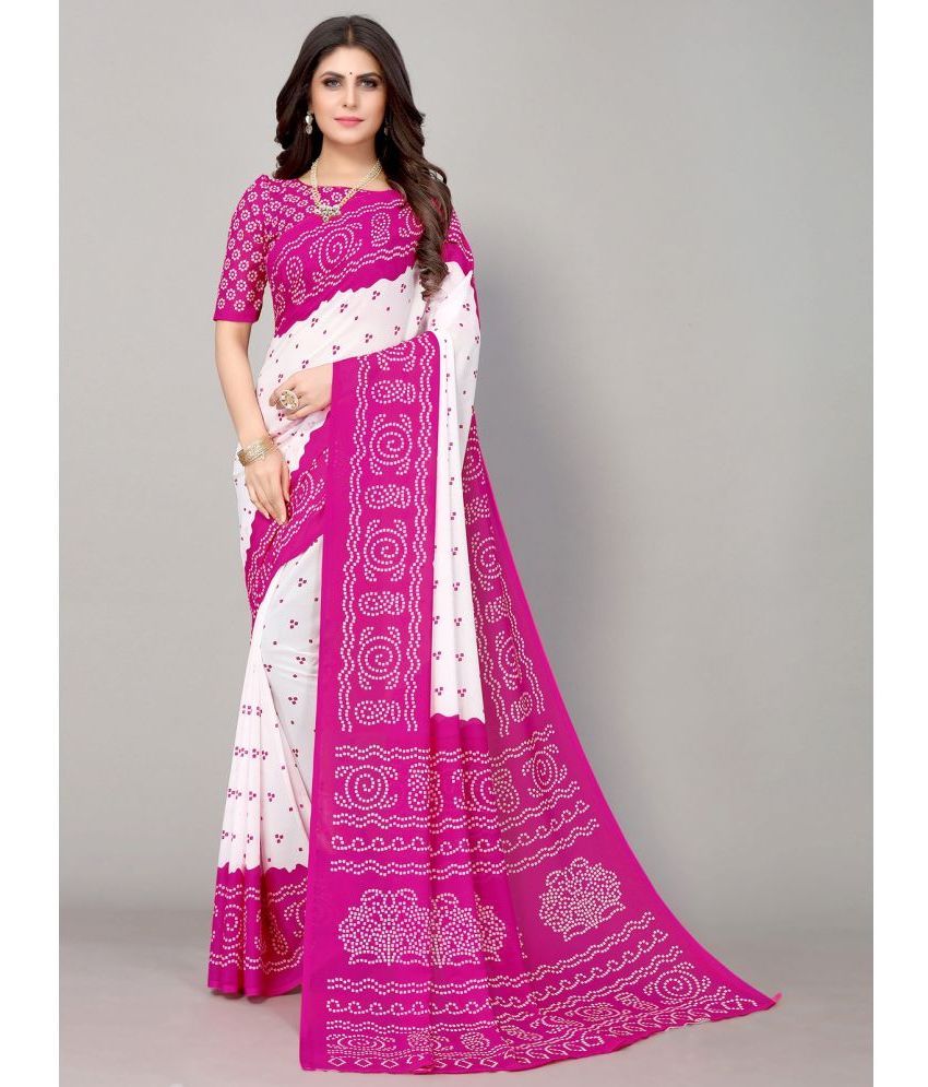     			Samah Georgette Printed Saree With Blouse Piece - Pink ( Pack of 1 )