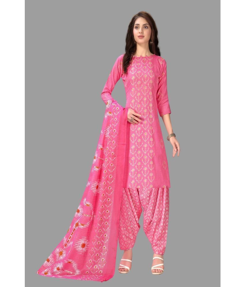     			WOW ETHNIC Unstitched Cotton Printed Dress Material - Pink ( Pack of 1 )