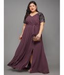 Miss Chase A+ Georgette Embellished Full Length Women's Side Slit Dress - Mauve ( Pack of 1 )