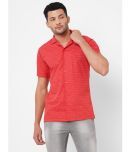 Solemio Cotton Blend Slim Fit Striped Half Sleeves Men's Casual Shirt - Red ( Pack of 1 )