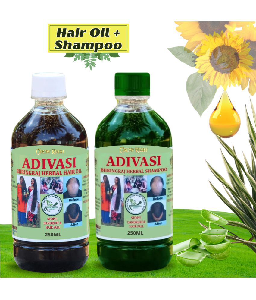     			Adivasi Bhringraj Natural Hair Growth Herbal Hair Oil and Shampoo Combo(250 ml)(250 ml)Pack of 2